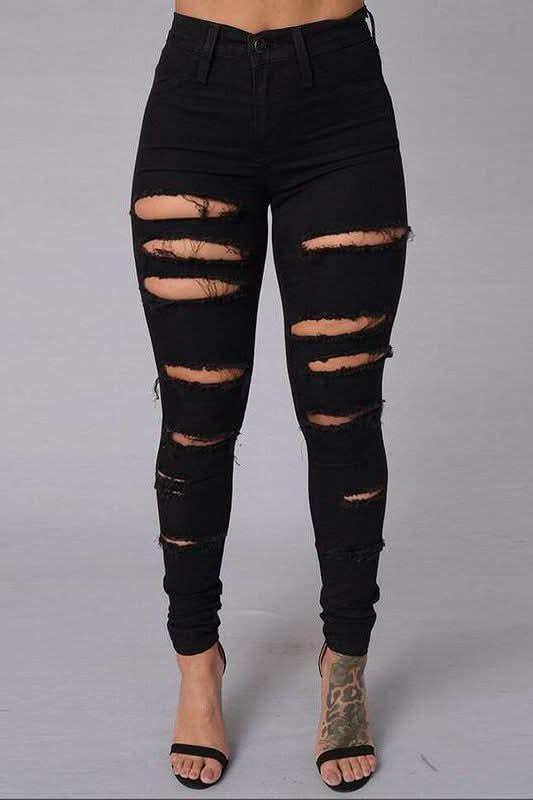 slimming ragged jeans - The Woman Concept
