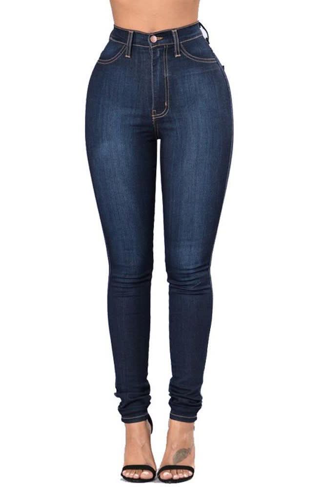Stretch High Waist Casual Slim Jeans - The Woman Concept