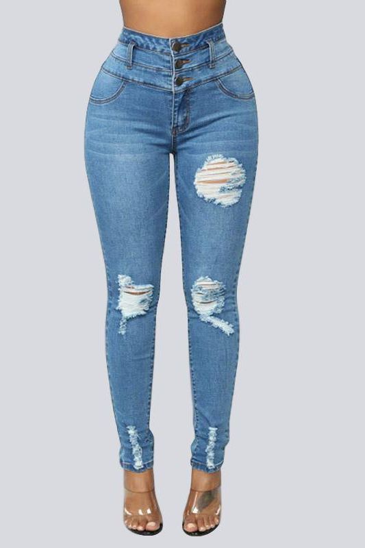 High Waist Stretch Jeans - The Woman Concept
