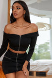 Zip Solid Skirt.
