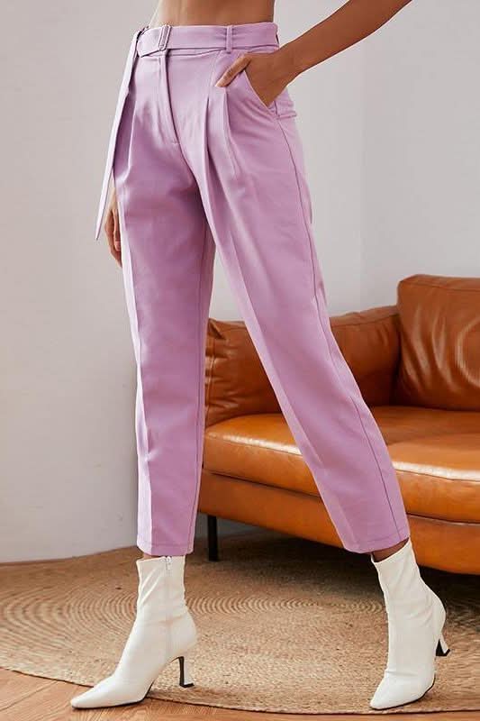 Pleated Belt and Buckle Tailored Pants.