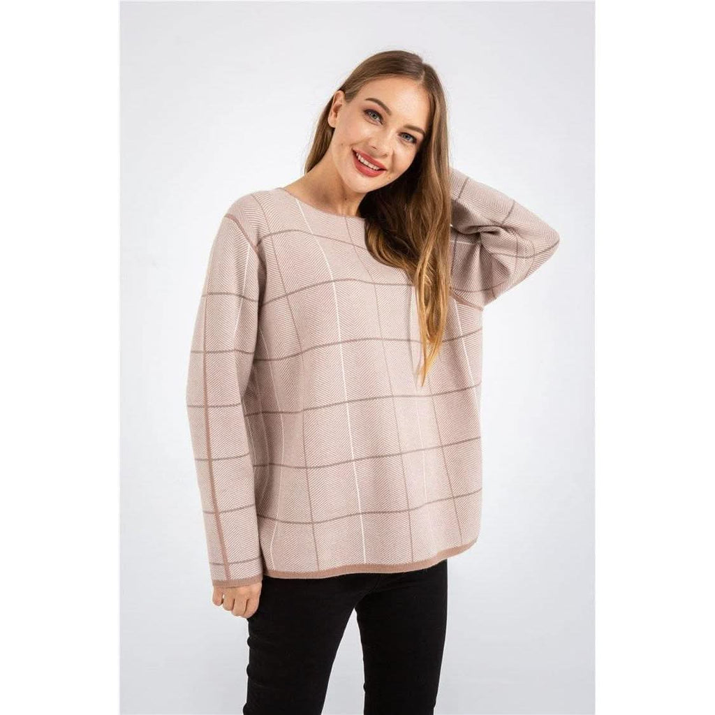 Knitting Check Plaid Sweater - The Woman Concept