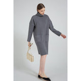 Long Sleeve Turtleneck Knitted Sweater Dress - The Woman Concept