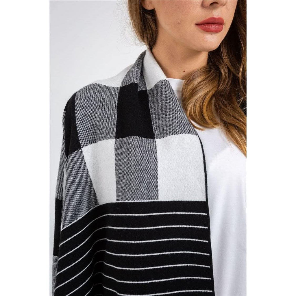 Patchwork Plaid Shirt Sweater - The Woman Concept