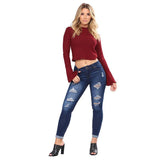 High Waist Ripped Hips Pencil Jeans - The Woman Concept