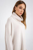 Turtle Neck Loose Long Sleeve Button Pullover Sweater - The Woman Concept