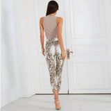 Serpentine Print Casual Cropped Pants.