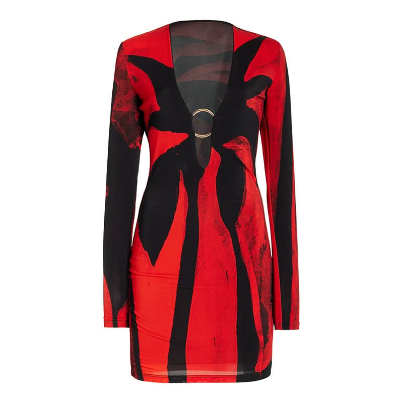 Wrap Neck Flower Print Dress - Image 5