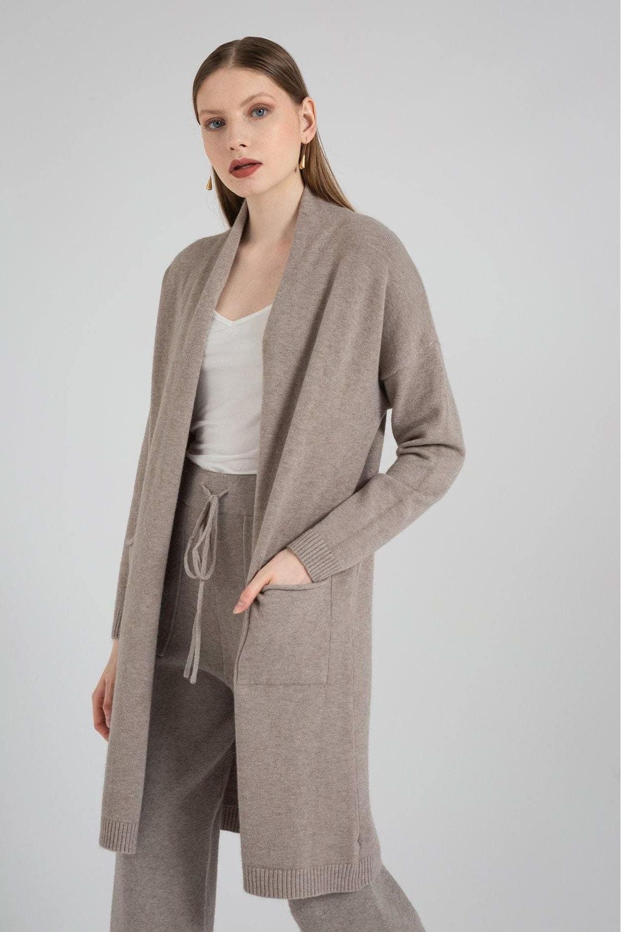 Open Front Sweater with Pocket - The Woman Concept