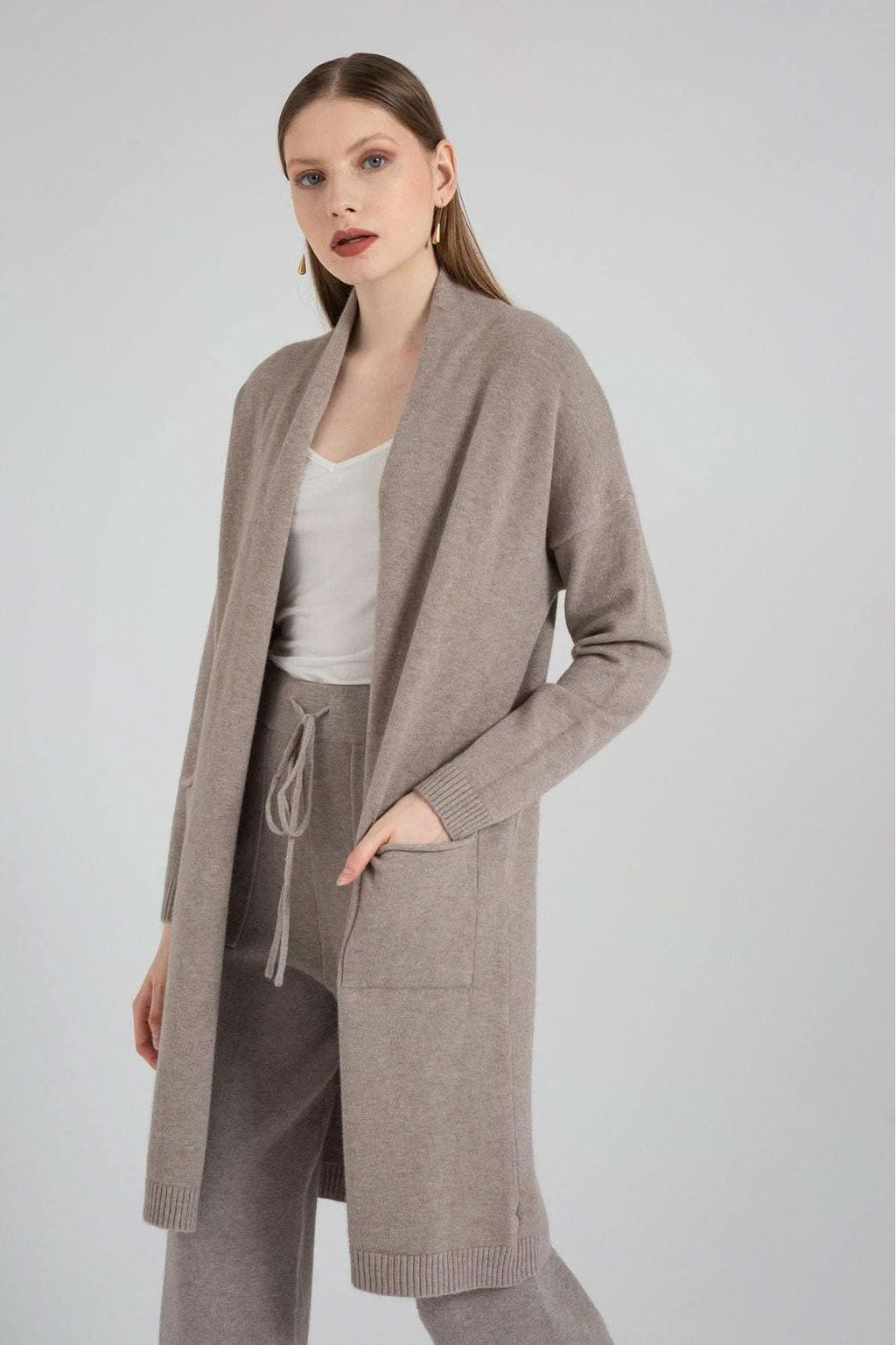 Open Front Sweater with Pocket - The Woman Concept