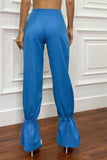 High Waist Drawstring Stacked Pants.