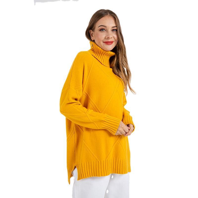 Turtle Neck Loose Long Sleeve Sweater - The Woman Concept