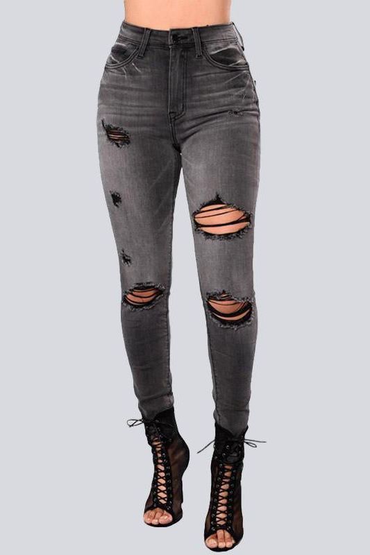 Stretch Ripped Jeans - The Woman Concept