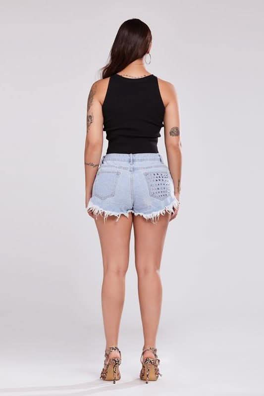 Jean Punk Rivet Shorts - The Woman Concept