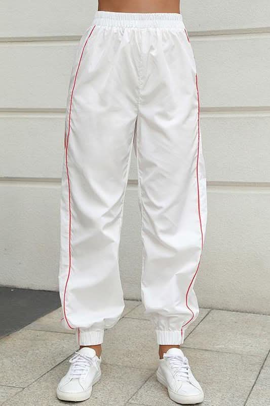 Stripe Elastic Waist Sweatpants.