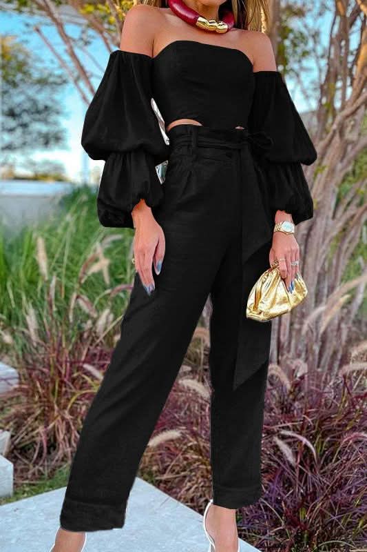 Cotton and linen one-shoulder casual suit - Image 4