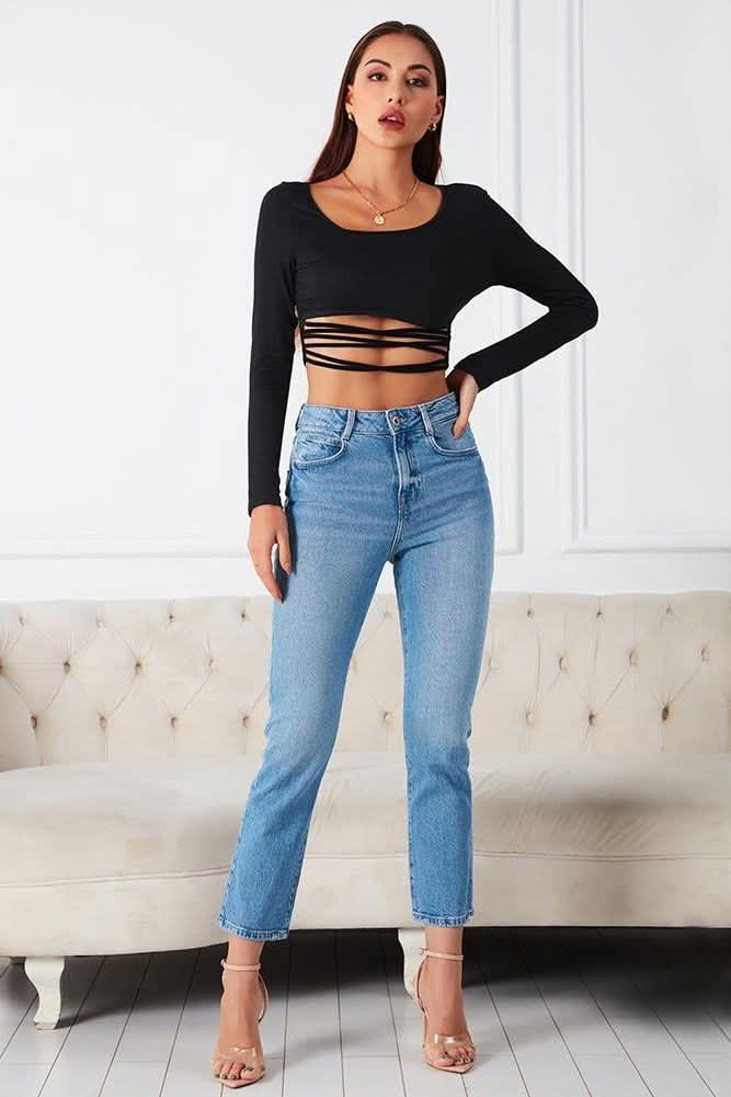 Long Sleeve Cut Top.