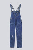 net red denim jumpsuit - The Woman Concept