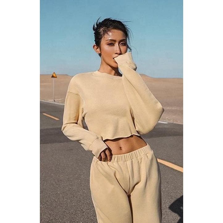 Loose two piece hoodie set.