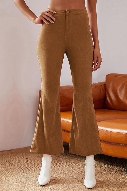 High Waist Flare Leg Cord Pants.