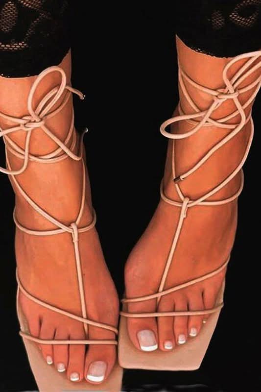 Square Toe Coarser Heel Sandals.