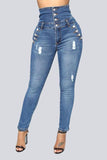 High Waist Stretch Jeans - The Woman Concept