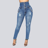 High Waist Stretch Jeans - The Woman Concept