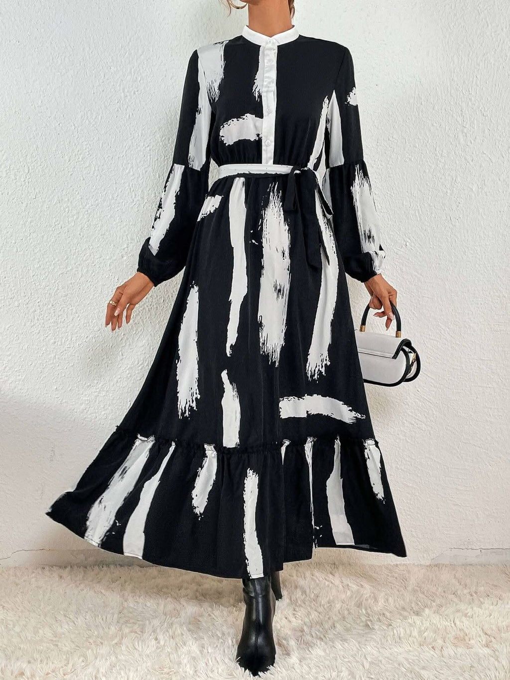 Ruffle Hem Belted Casual Dress - Image 7