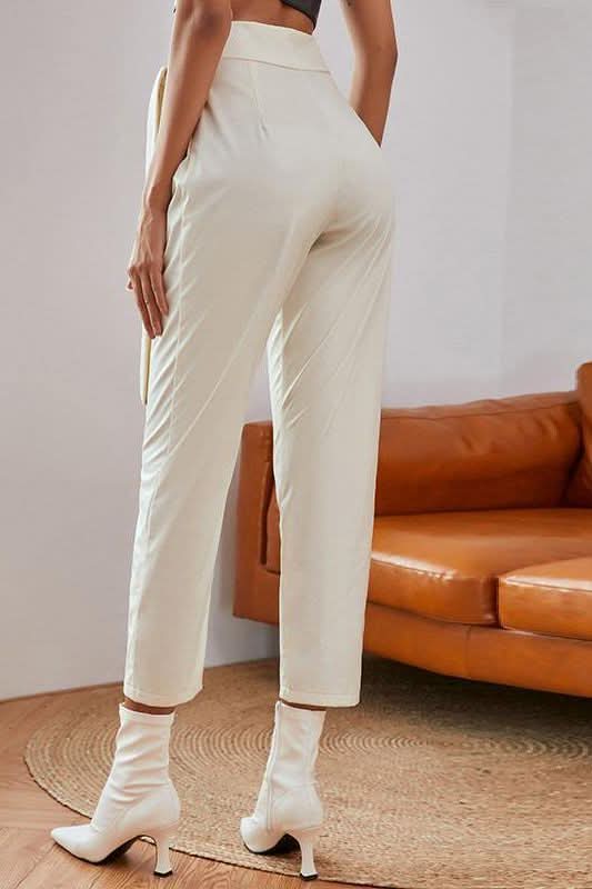 Knotted White Belt Women's Pants.