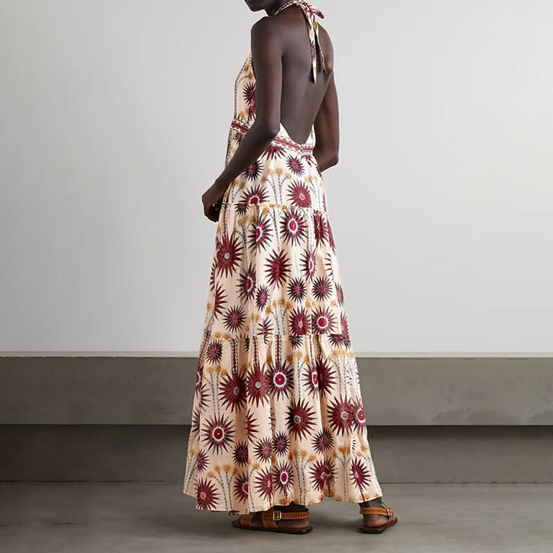 Summer Bohemian Tropical Floral dress - Front View