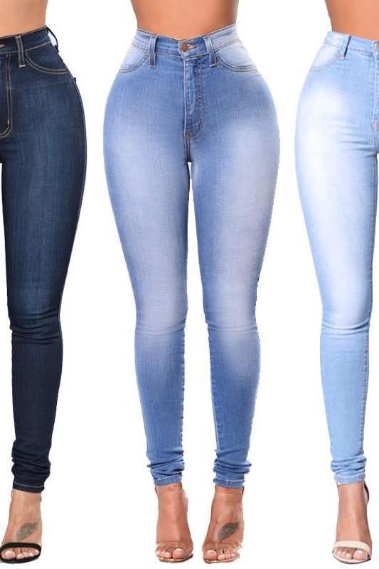 Stretch High Waist Casual Slim Jeans - The Woman Concept