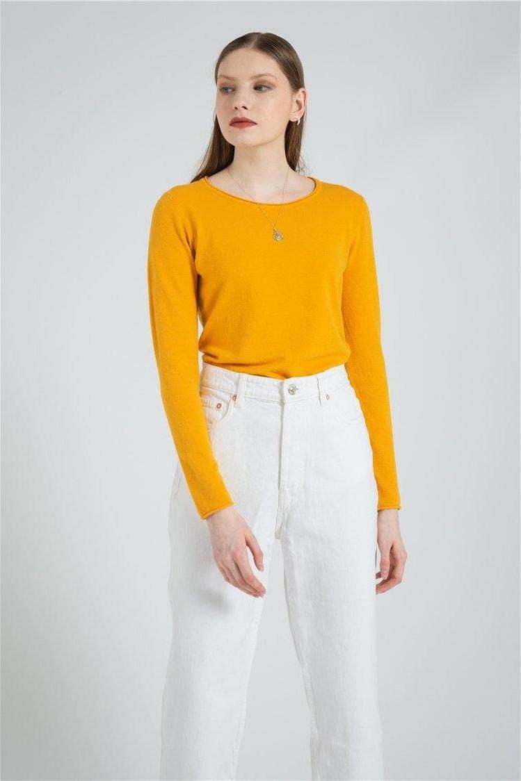 Long Sleeve Pure Color Knitted Sweater Pullover - The Woman Concept