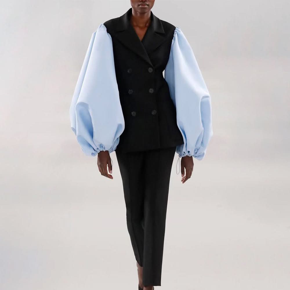 Blouse and pant patch vest suit - Front View