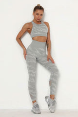 Printed Yoga Set - gray / S