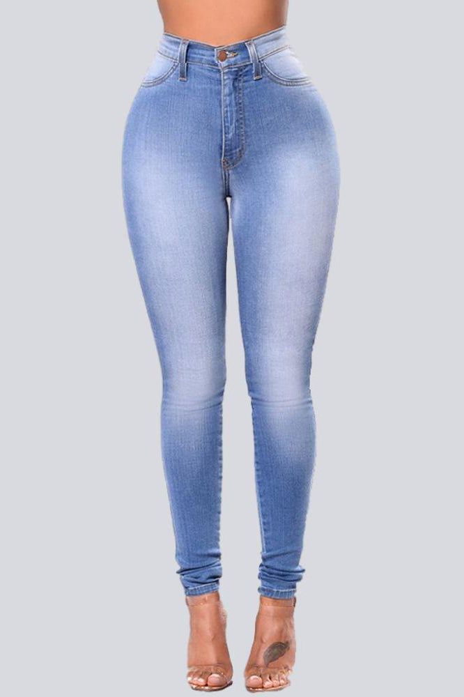 Stretch High Waist Casual Slim Jeans - The Woman Concept