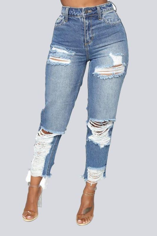 custom high-rise ripped jeans - The Woman Concept