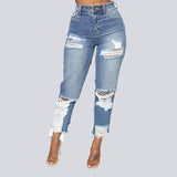 custom high-rise ripped jeans - The Woman Concept