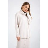Turtle Neck Loose Long Sleeve Button Pullover Sweater - The Woman Concept