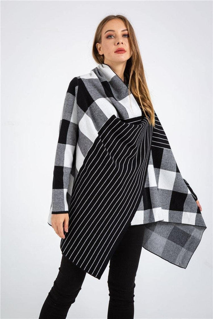 Patchwork Plaid Shirt Sweater - The Woman Concept