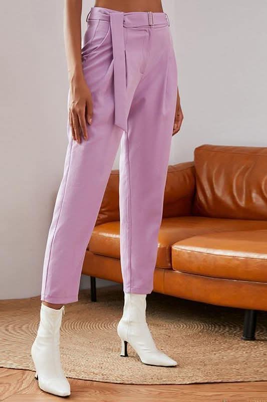 Pleated Belt and Buckle Tailored Pants.