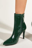 Toe Zippers Stiletto Heels Ankle Boots.