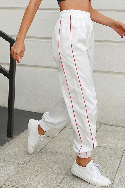 Stripe Elastic Waist Sweatpants.