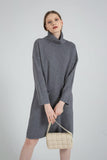 Long Sleeve Turtleneck Knitted Sweater Dress - The Woman Concept