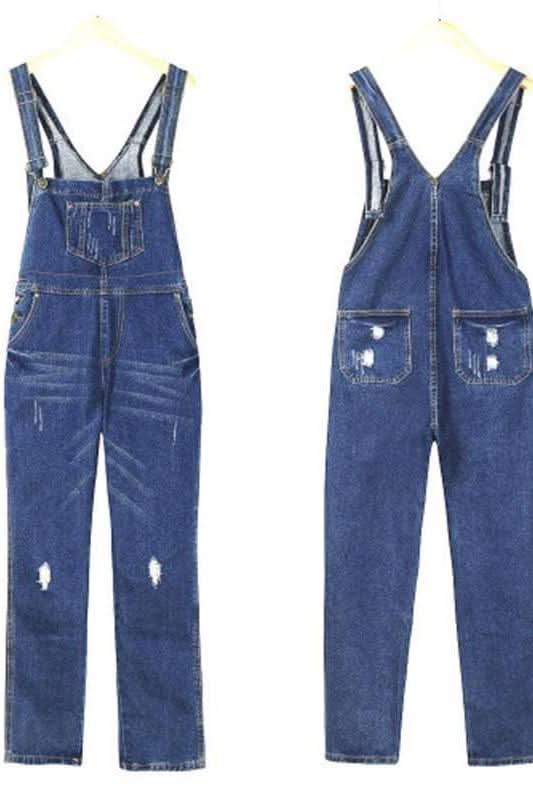 net red denim jumpsuit - The Woman Concept