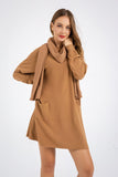 Long Sleeve Dress Knitted Sweater and Scarf