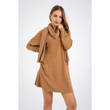 Long Sleeve Dress Knitted Sweater and Scarf - The Woman Concept