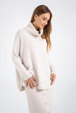 Turtle Neck Loose Long Sleeve Button Pullover Sweater - The Woman Concept