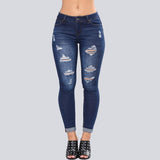 High Waist Ripped Hips Pencil Jeans