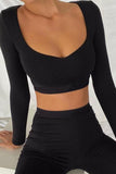 Low Cut Slim Long Sleeve Top And Shorts.