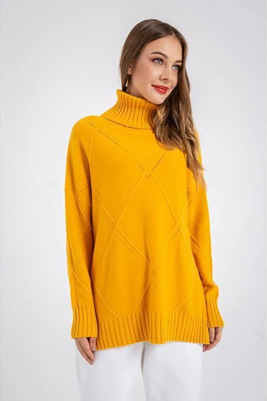 Turtle Neck Loose Long Sleeve Sweater - The Woman Concept